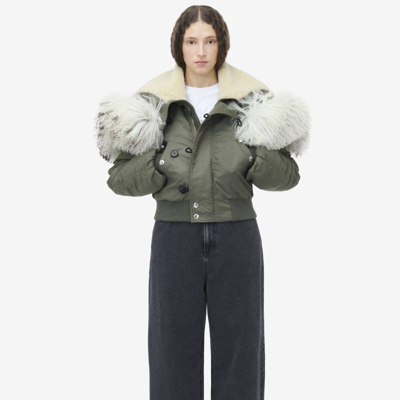 ALEXANDER MCQUEEN - Shearling Collar Bomber Jacket - Item 802279QZAND3048